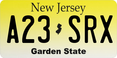 NJ license plate A23SRX