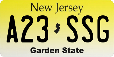 NJ license plate A23SSG