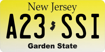 NJ license plate A23SSI