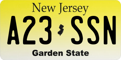 NJ license plate A23SSN