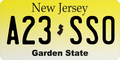 NJ license plate A23SSO