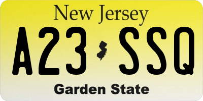 NJ license plate A23SSQ
