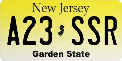 NJ license plate A23SSR