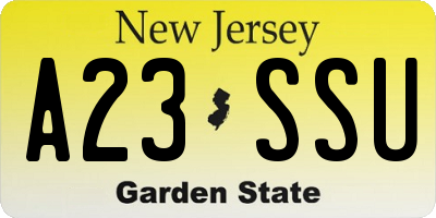 NJ license plate A23SSU
