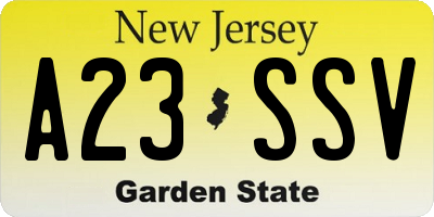 NJ license plate A23SSV