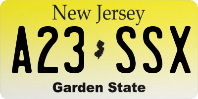 NJ license plate A23SSX