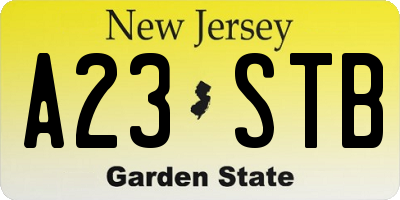 NJ license plate A23STB