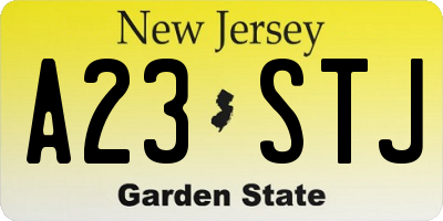 NJ license plate A23STJ