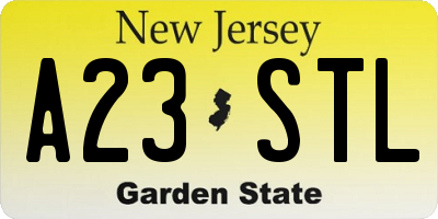 NJ license plate A23STL