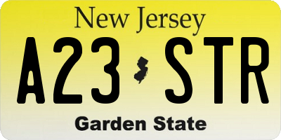 NJ license plate A23STR
