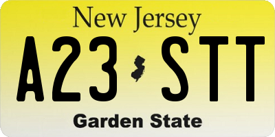 NJ license plate A23STT