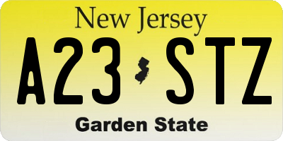 NJ license plate A23STZ