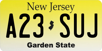 NJ license plate A23SUJ