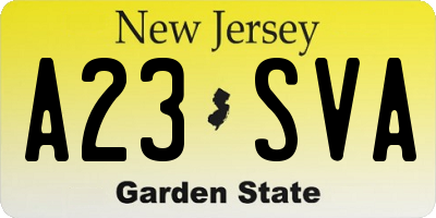 NJ license plate A23SVA
