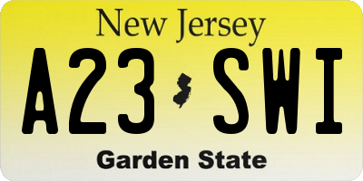 NJ license plate A23SWI