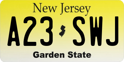 NJ license plate A23SWJ
