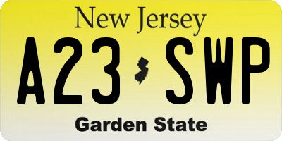 NJ license plate A23SWP