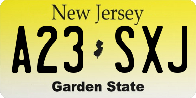 NJ license plate A23SXJ