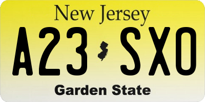 NJ license plate A23SXO