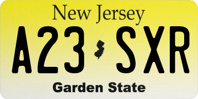 NJ license plate A23SXR