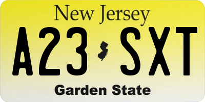 NJ license plate A23SXT