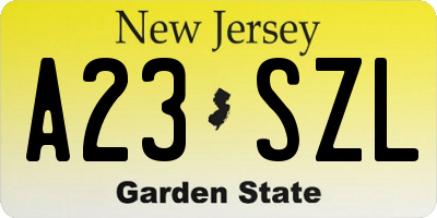 NJ license plate A23SZL