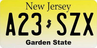 NJ license plate A23SZX