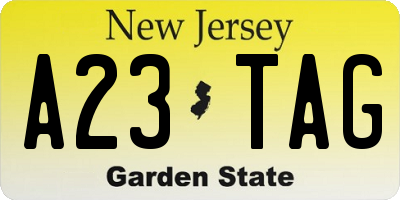 NJ license plate A23TAG