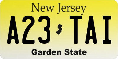 NJ license plate A23TAI