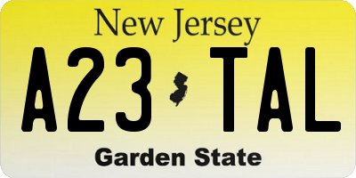 NJ license plate A23TAL