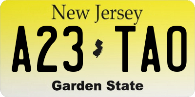 NJ license plate A23TAO