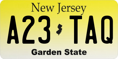 NJ license plate A23TAQ