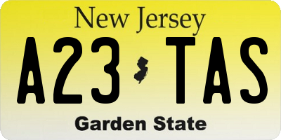 NJ license plate A23TAS