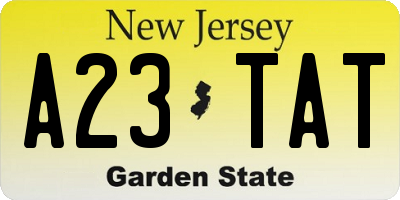 NJ license plate A23TAT