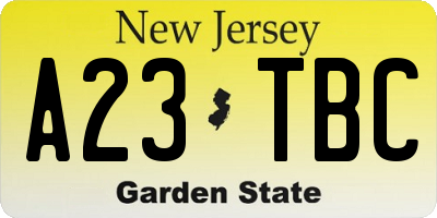 NJ license plate A23TBC