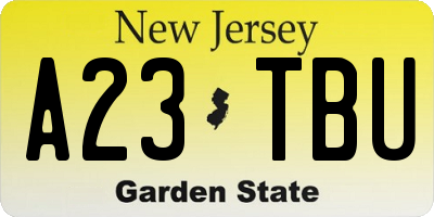 NJ license plate A23TBU