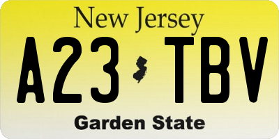 NJ license plate A23TBV