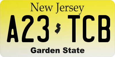 NJ license plate A23TCB
