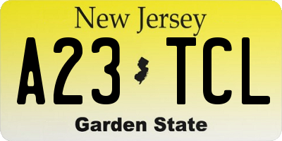 NJ license plate A23TCL