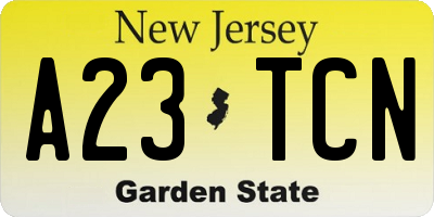 NJ license plate A23TCN