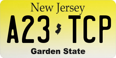 NJ license plate A23TCP