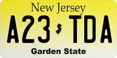NJ license plate A23TDA