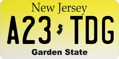 NJ license plate A23TDG