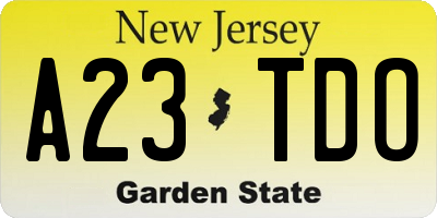 NJ license plate A23TDO