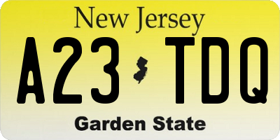 NJ license plate A23TDQ