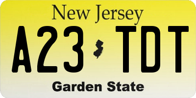 NJ license plate A23TDT