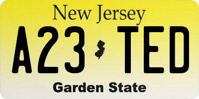 NJ license plate A23TED