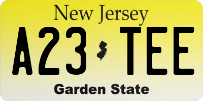 NJ license plate A23TEE