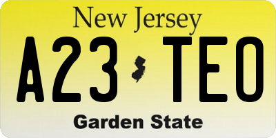 NJ license plate A23TEO