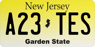 NJ license plate A23TES